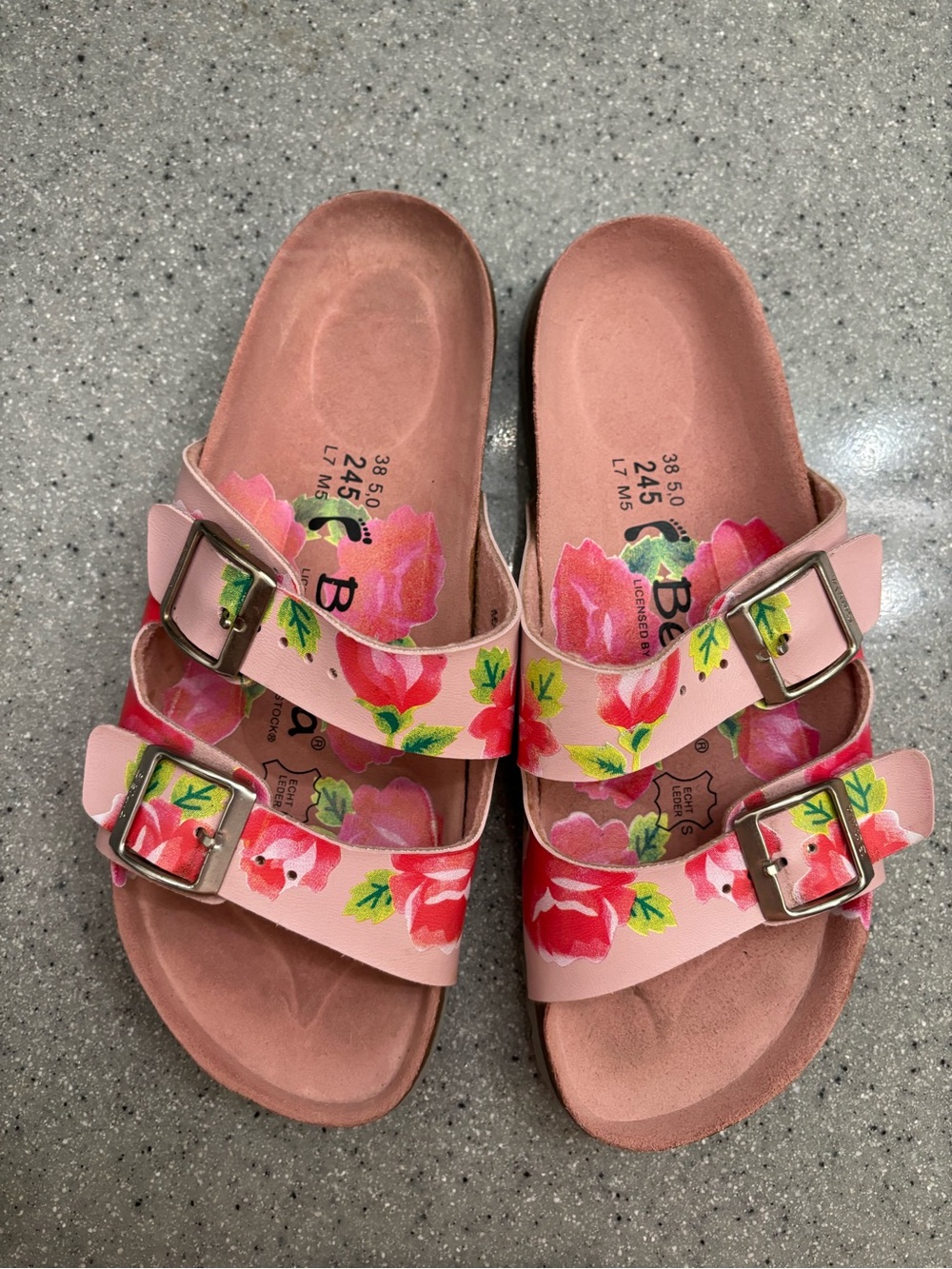 Birkenstock Betula Pink Floral Double-Buckle Slide Sandals
